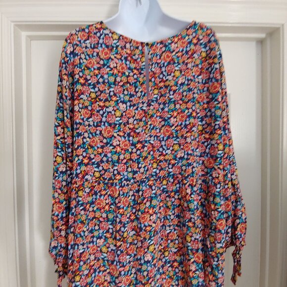 Old Navy Floral Colorful Flowy Boho Long Sleeve Modest Dress XXL - Picture 11 of 14